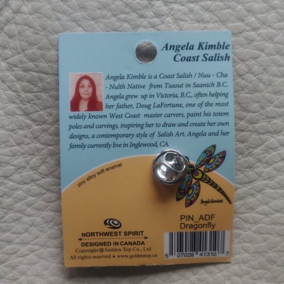 'Dragonfly' Pin Indigenous Design by Angela Kimble, Coast Salish - Picture 2 of 3